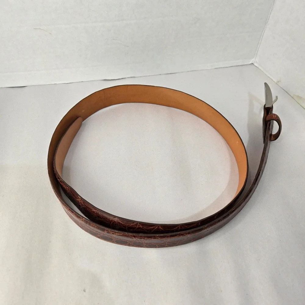 Martin Dingman Belt 40 Brown Caiman Crocodile Leather Handcrafted USA Dress 1467